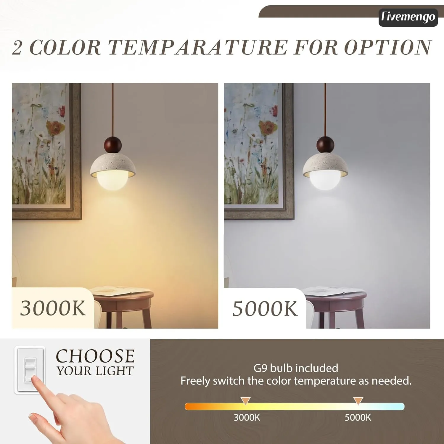 1 Pack Wabi Sabi Pendant Light 5.9in Small Japandi Natural Travertine Stone Glass Wood Lampshade, Nordic Pendant Lighting Fixture for Kitchen Island Dining Room Bedroom Cafe (Bulb Included)