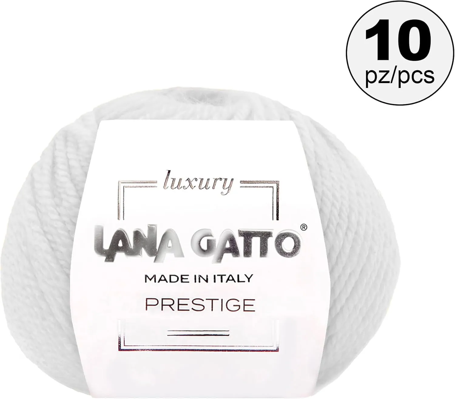 10-Pack 100% Cashmere Yarn for Knitting and Crochet, Lana Gatto Luxury Prestige Line, 250 gr. 750 mt, 9 oz 820 yds (Grey - 12504, 10)