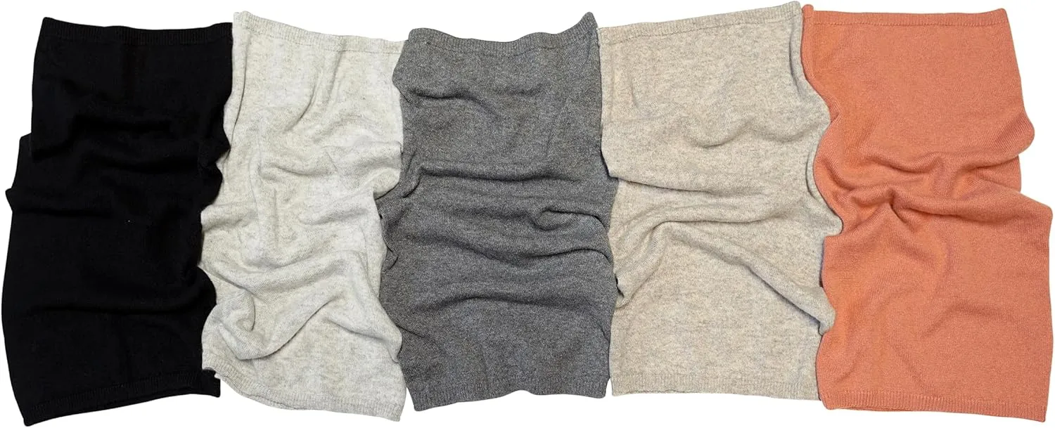 100% Cashmere Knitted Neck Gaiter Neck Warmer Loop Scarf for Men and Women.