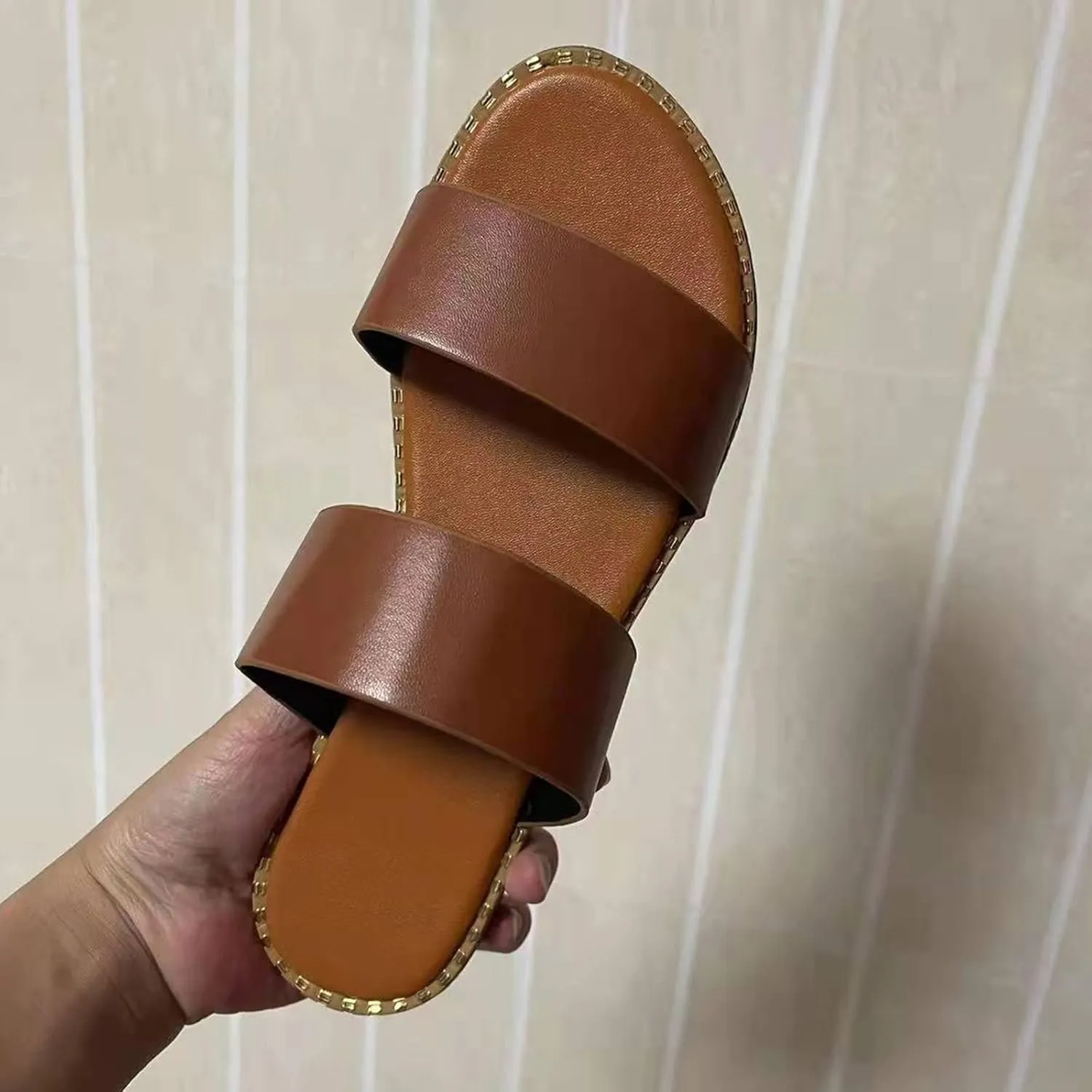 2025 Flats for Women Beach Slides Sandals Stylish Slip-On Sandals Comfortable Slippers Summer Casual Footwear