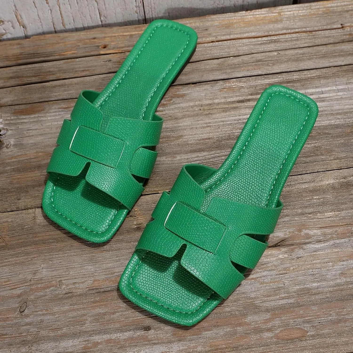 2025 Square Neck Stylish Slipper for Women Casual Summer Slip on Sandals Trendy Solid Business Slide Pu Sandal
