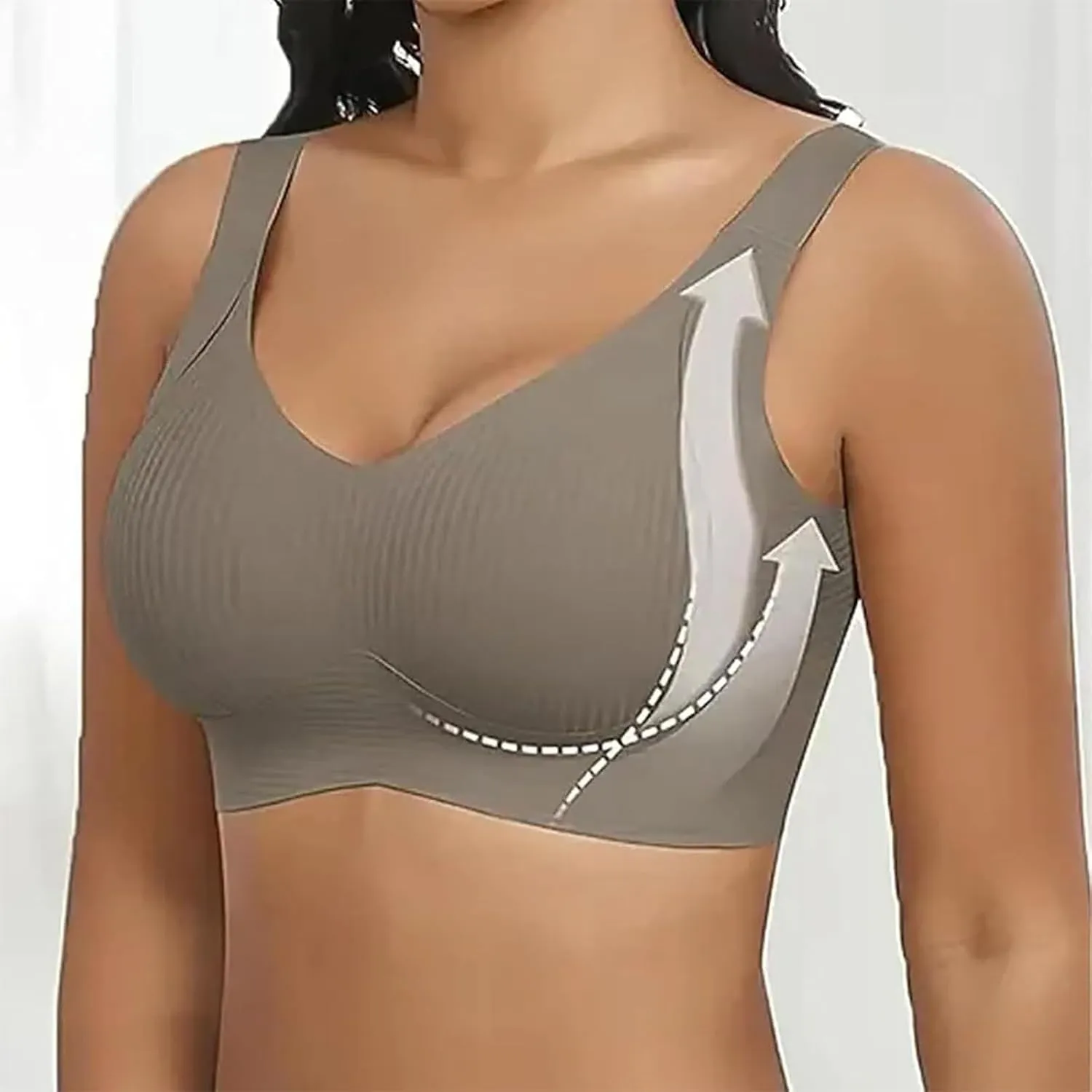 2PC Sports Bras for Women Solid Color Adjustable Padded Cozy Ribbed Wireless Everyday Bra Soft Comfy Full Coverage