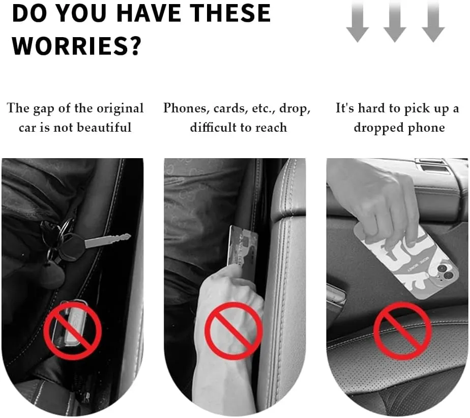 2PCS Car Seat Gap Filler,Flexible Seat Gap Organizer Between Seats for Tightly Filling Seat Gaps,Universal Car Side Seat Gap Filler Interior Car Accessories for Women & Men (Black)