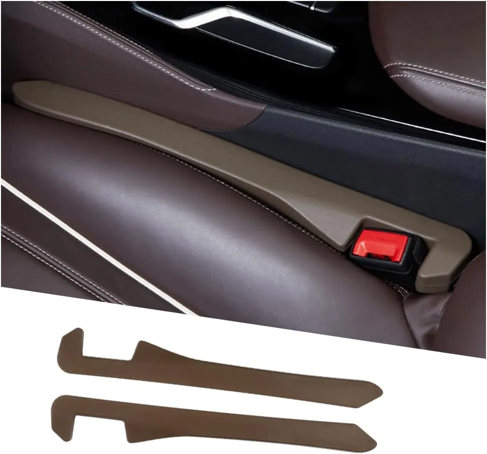 2PCS Car Seat Gap Filler,Flexible Seat Gap Organizer Between Seats for Tightly Filling Seat Gaps,Universal Car Side Seat Gap Filler Interior Car Accessories for Women & Men (Brown)