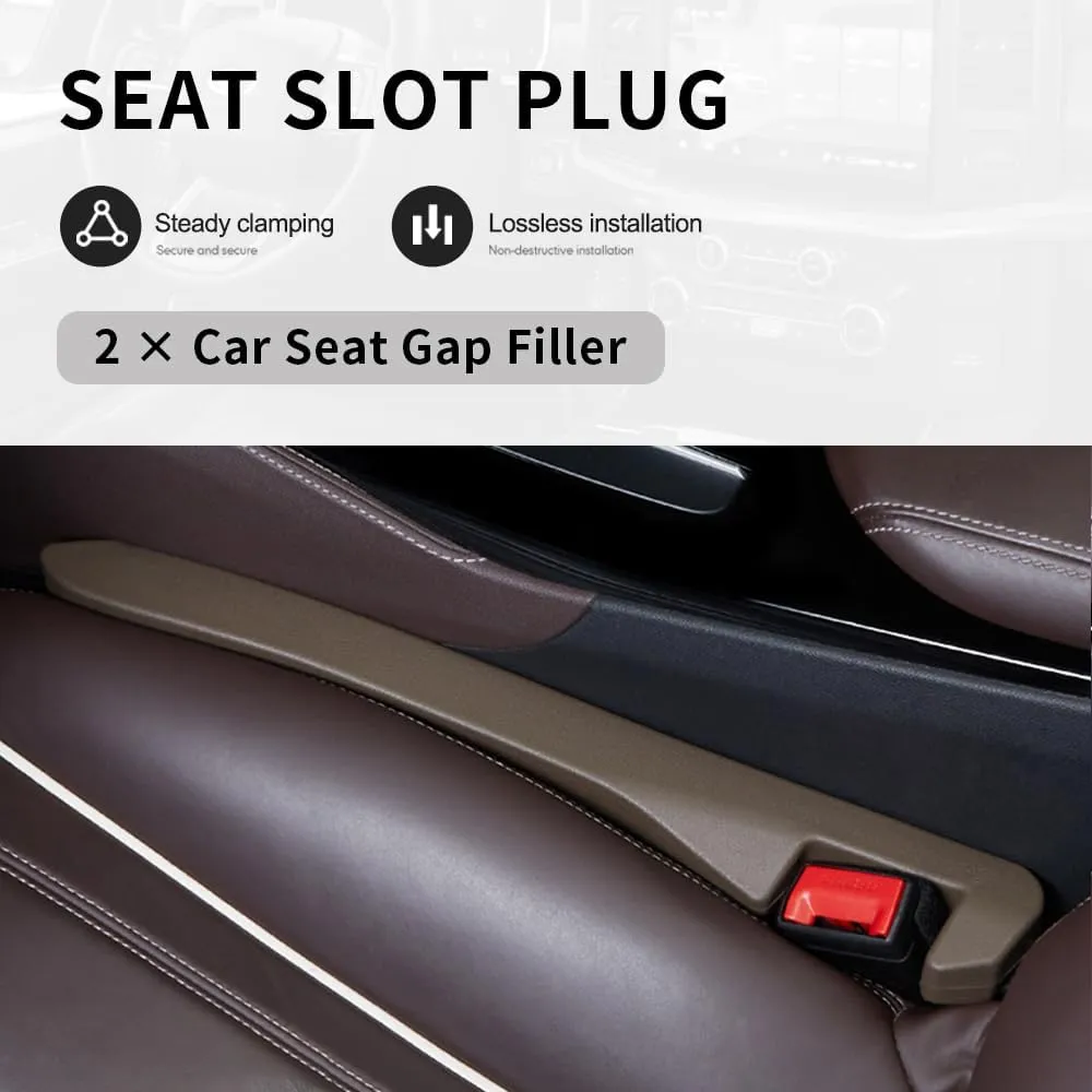 2PCS Car Seat Gap Filler,Flexible Seat Gap Organizer Between Seats for Tightly Filling Seat Gaps,Universal Car Side Seat Gap Filler Interior Car Accessories for Women & Men (Brown)