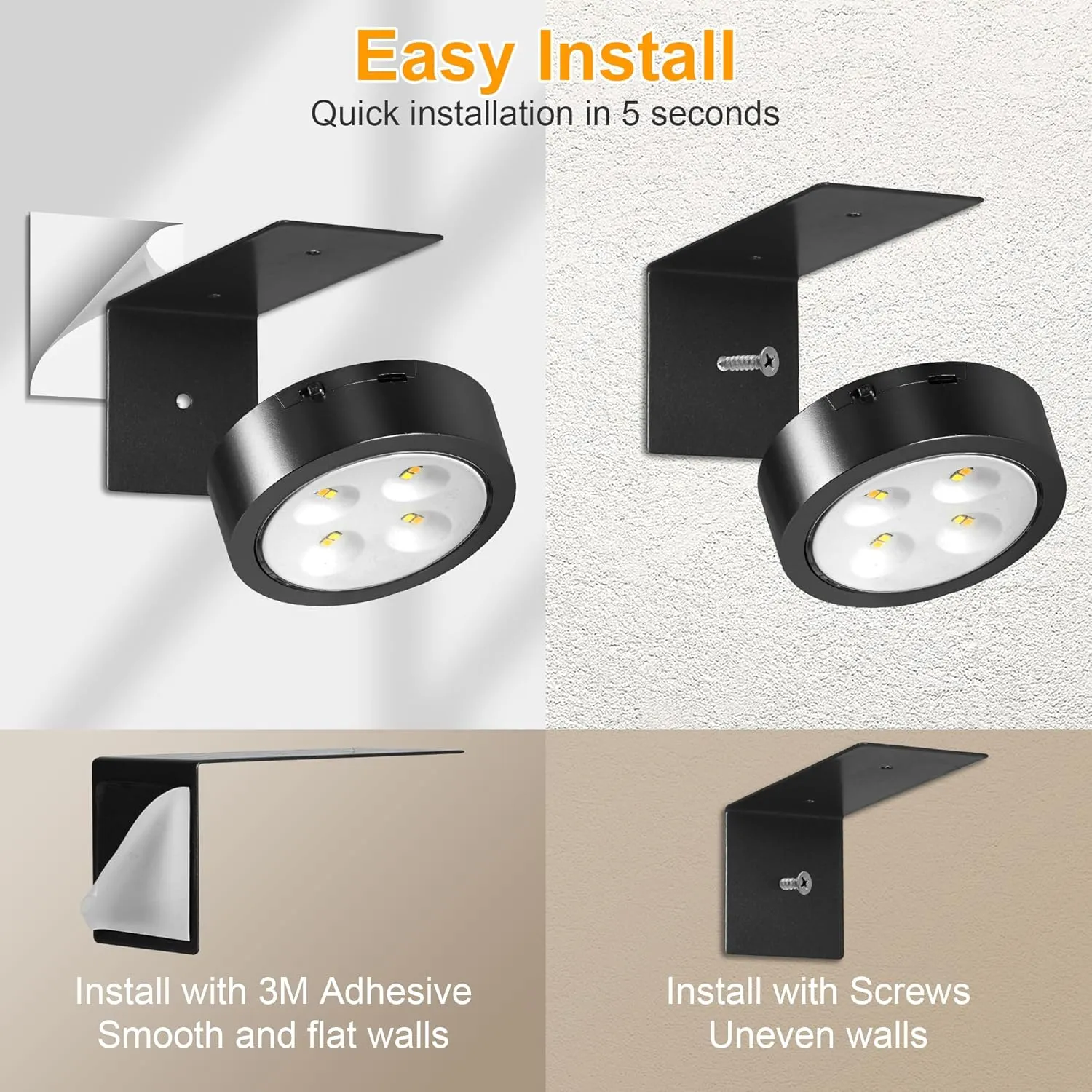 3-Pack Picture Lights for Wall, Rechargeable Battery Operated LED Painting Light with Remote Control Dimmable & Timer, 3 CCT Magnetic Art Display Lighting, Wireless Wall Decor Puck Light, Black