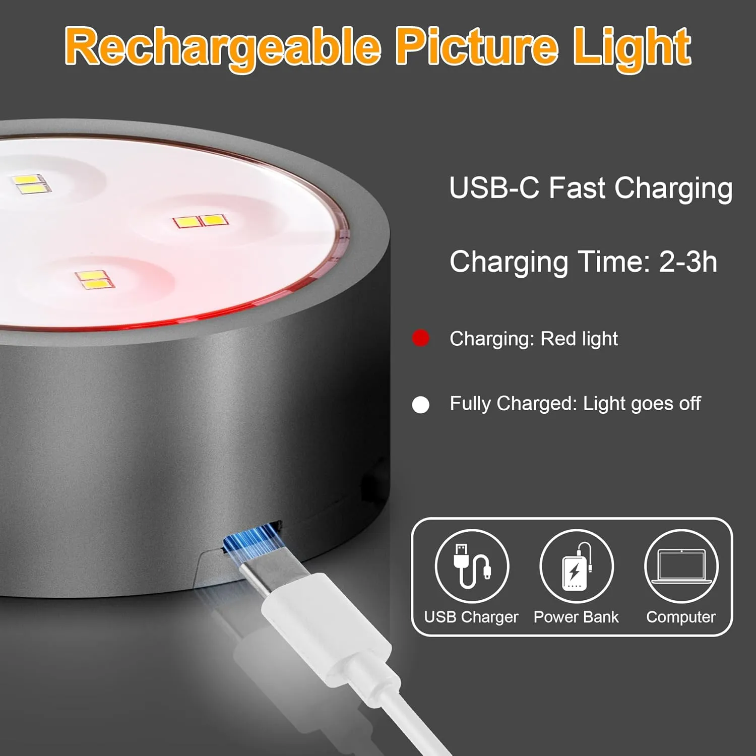 3-Pack Picture Lights for Wall, Rechargeable Battery Operated LED Painting Light with Remote Control Dimmable & Timer, 3 CCT Magnetic Art Display Lighting, Wireless Wall Decor Puck Light, Black