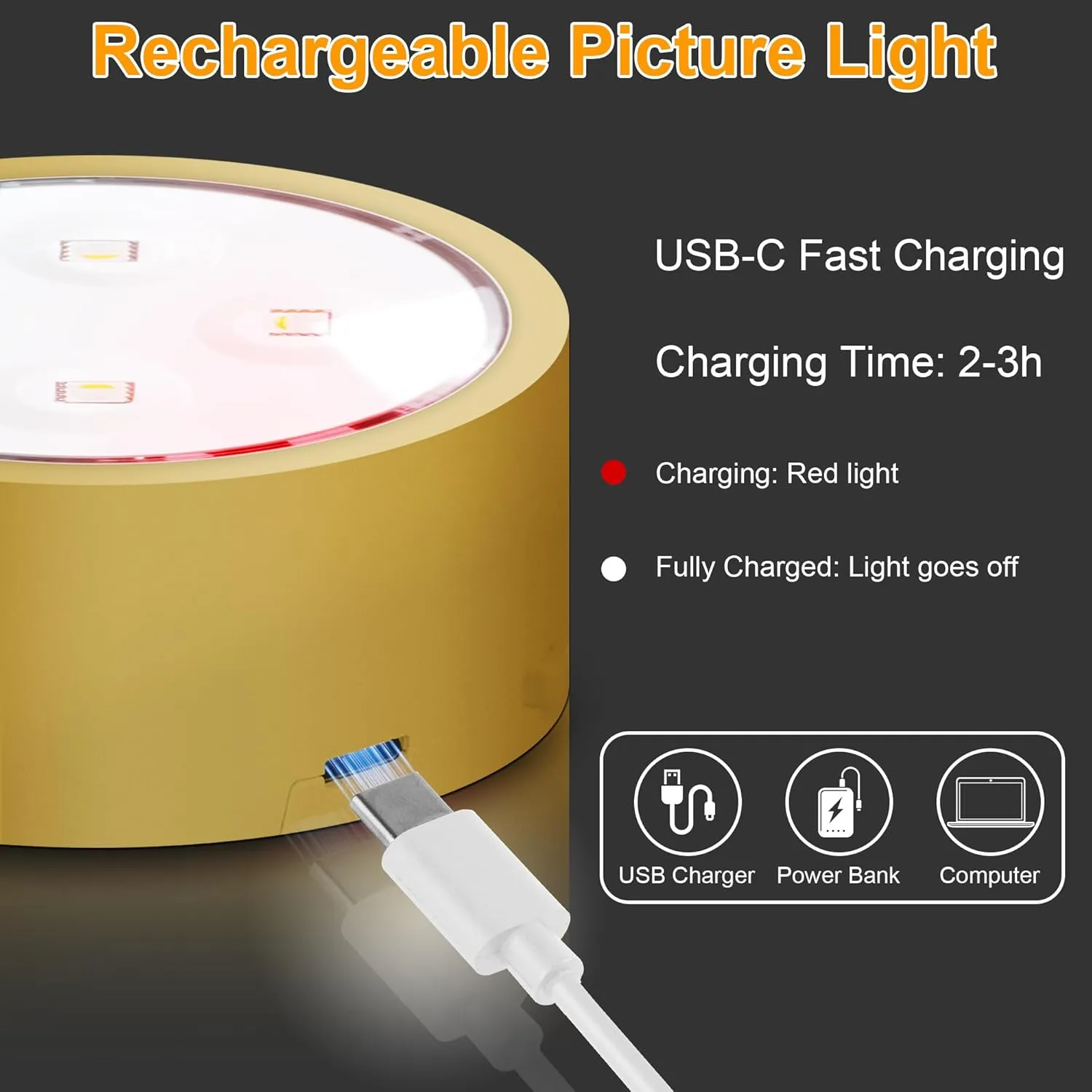 3-Pack Picture Lights for Wall, Rechargeable Battery Operated Led Painting Light with Remote Dimmable ＆ Timer, 3 Lighting Modes Magnetic Art Display Light, Wall Decorative Lighting for Picture,Frame