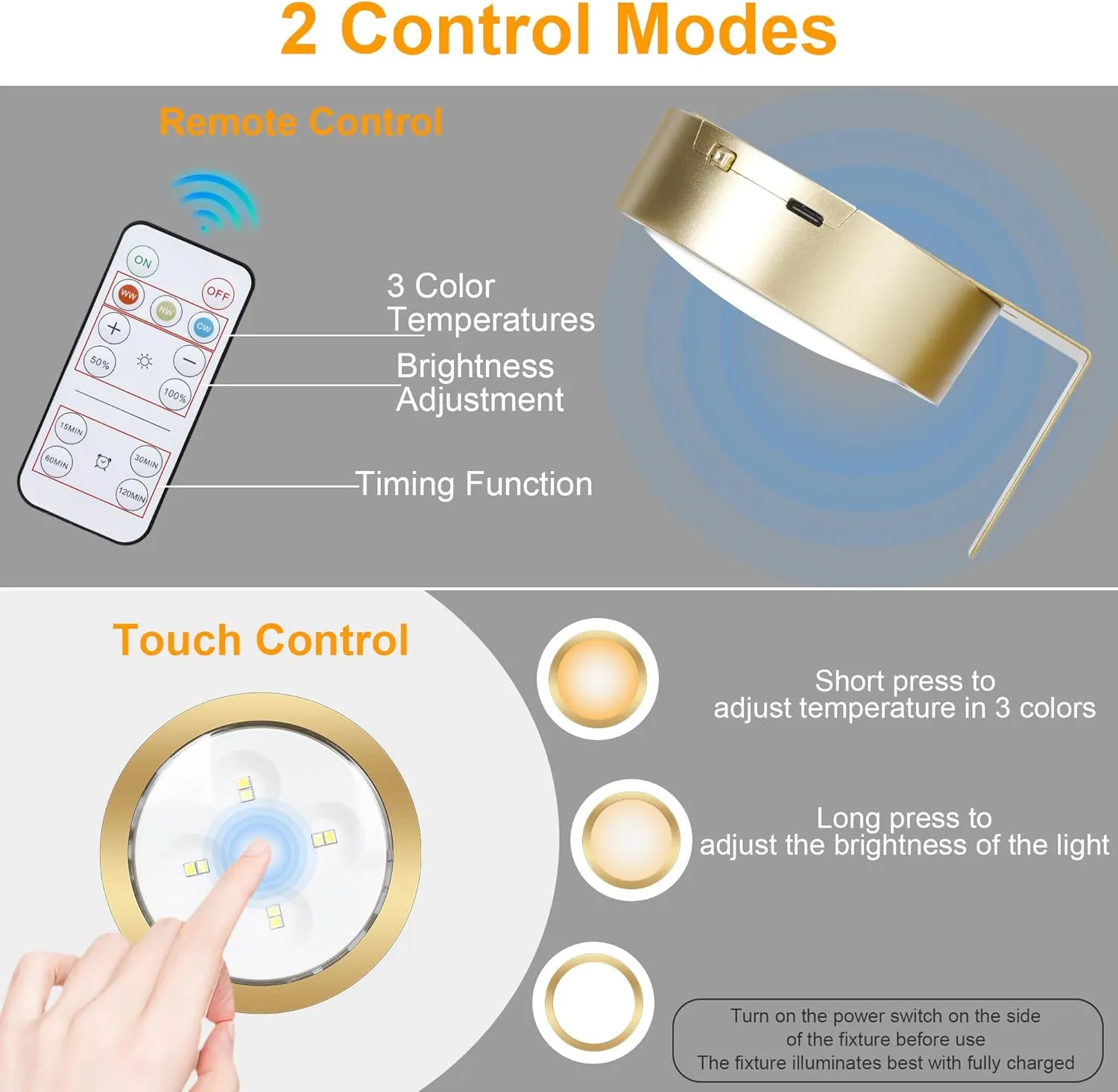 3-Pack Picture Lights for Wall, Rechargeable Battery Operated Led Painting Light with Remote Dimmable ＆ Timer, 3 Lighting Modes Magnetic Art Display Light, Wall Decorative Lighting for Picture,Frame