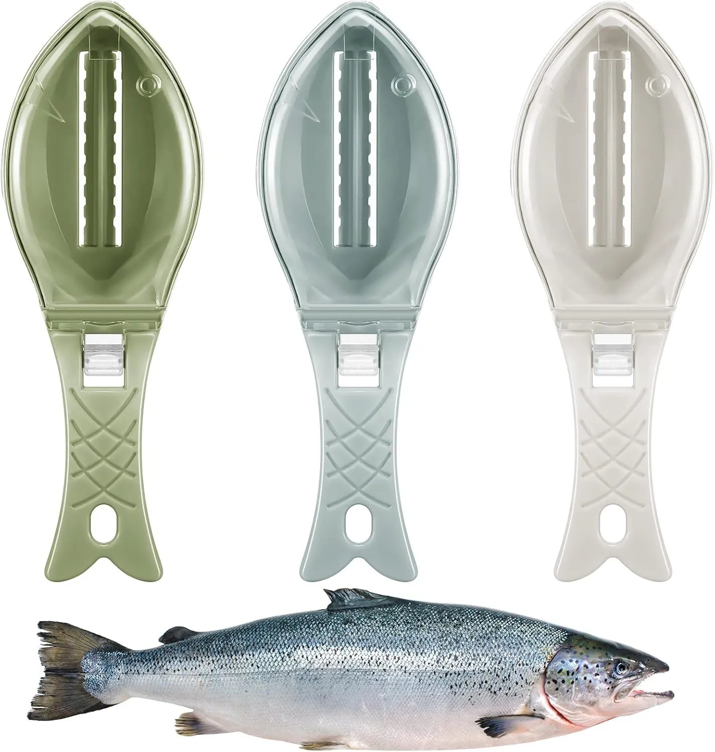 3 Pieces Fish Scale Remover Cleaner Fish Skin Brush Plastic Kitchen Scraper Graters Tool Fast Cleaning Kit(Light Colors)