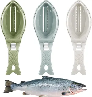 3 Pieces Fish Scale Remover Cleaner Fish Skin Brush Plastic Kitchen Scraper Graters Tool Fast Cleaning Kit(Light Colors)