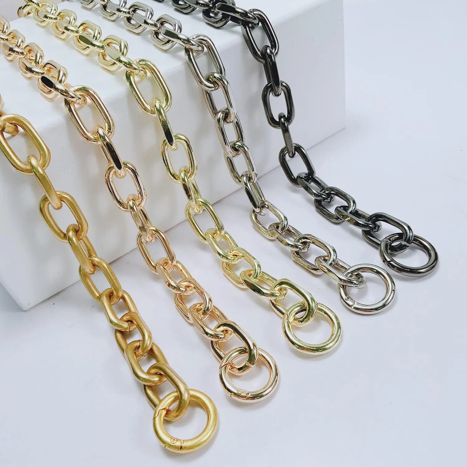39.3inch Alloy O Shape Metal Chain DIY Shoulder Cross Body Sling Purse Handbag Clutch Replacement Strap Comfortable Flat(Light Gold)