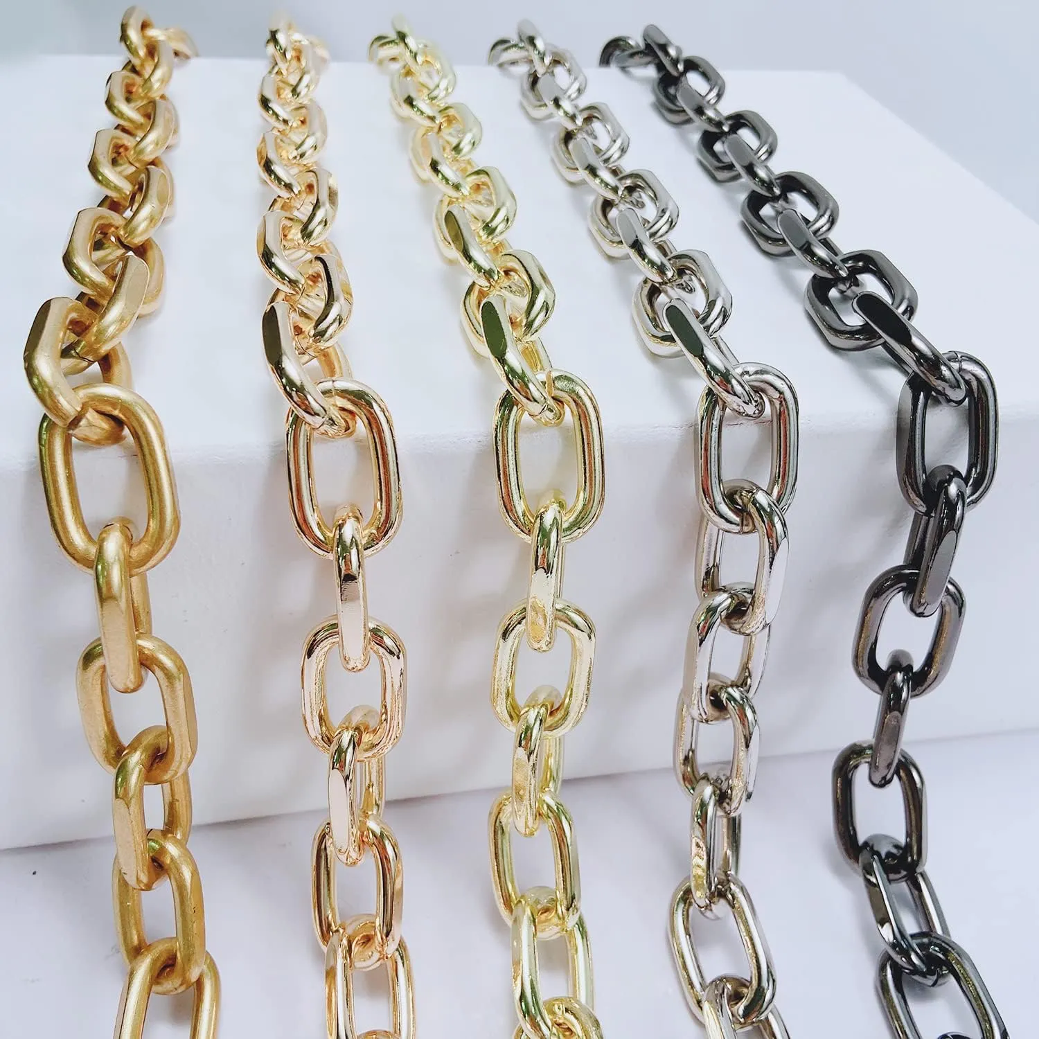 39.3inch Alloy O Shape Metal Chain DIY Shoulder Cross Body Sling Purse Handbag Clutch Replacement Strap Comfortable Flat(Light Gold)