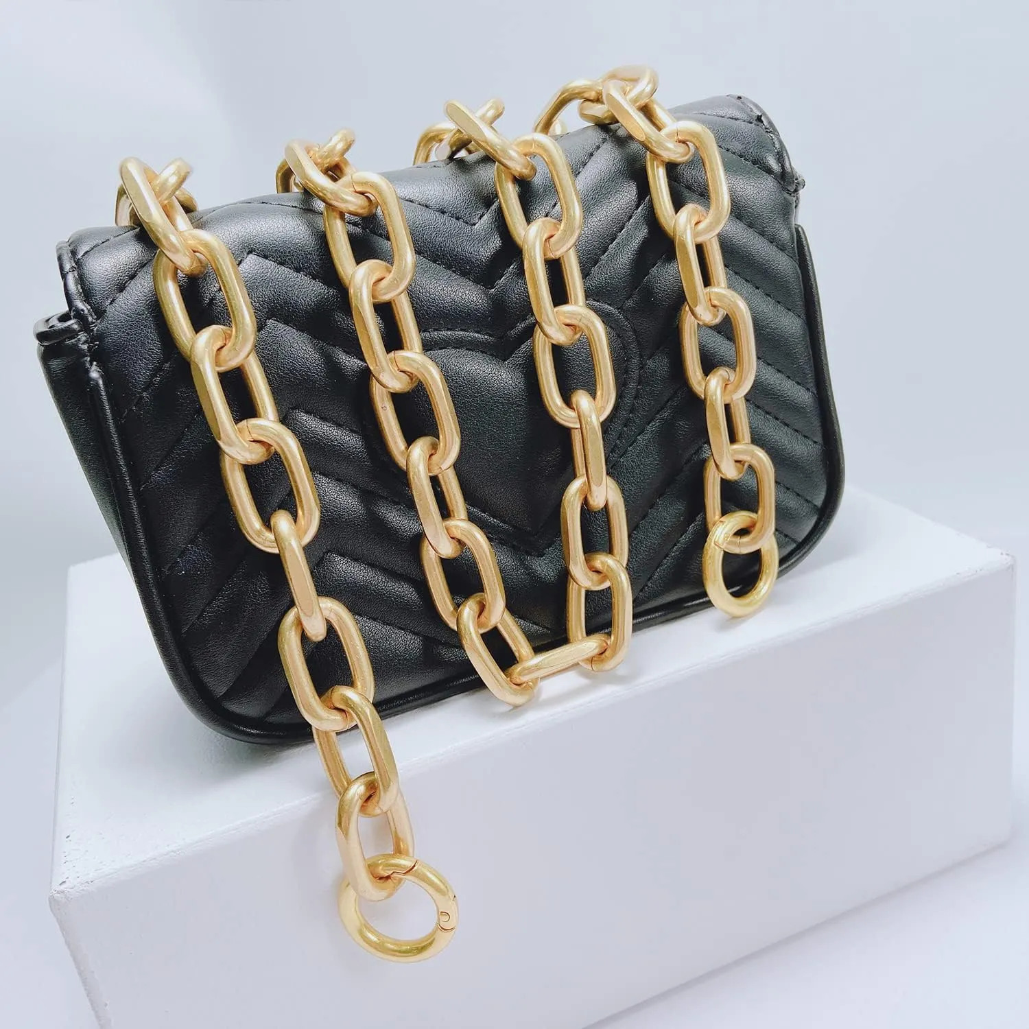 39.3inch Alloy O Shape Metal Chain DIY Shoulder Cross Body Sling Purse Handbag Clutch Replacement Strap Comfortable Flat(Light Gold)