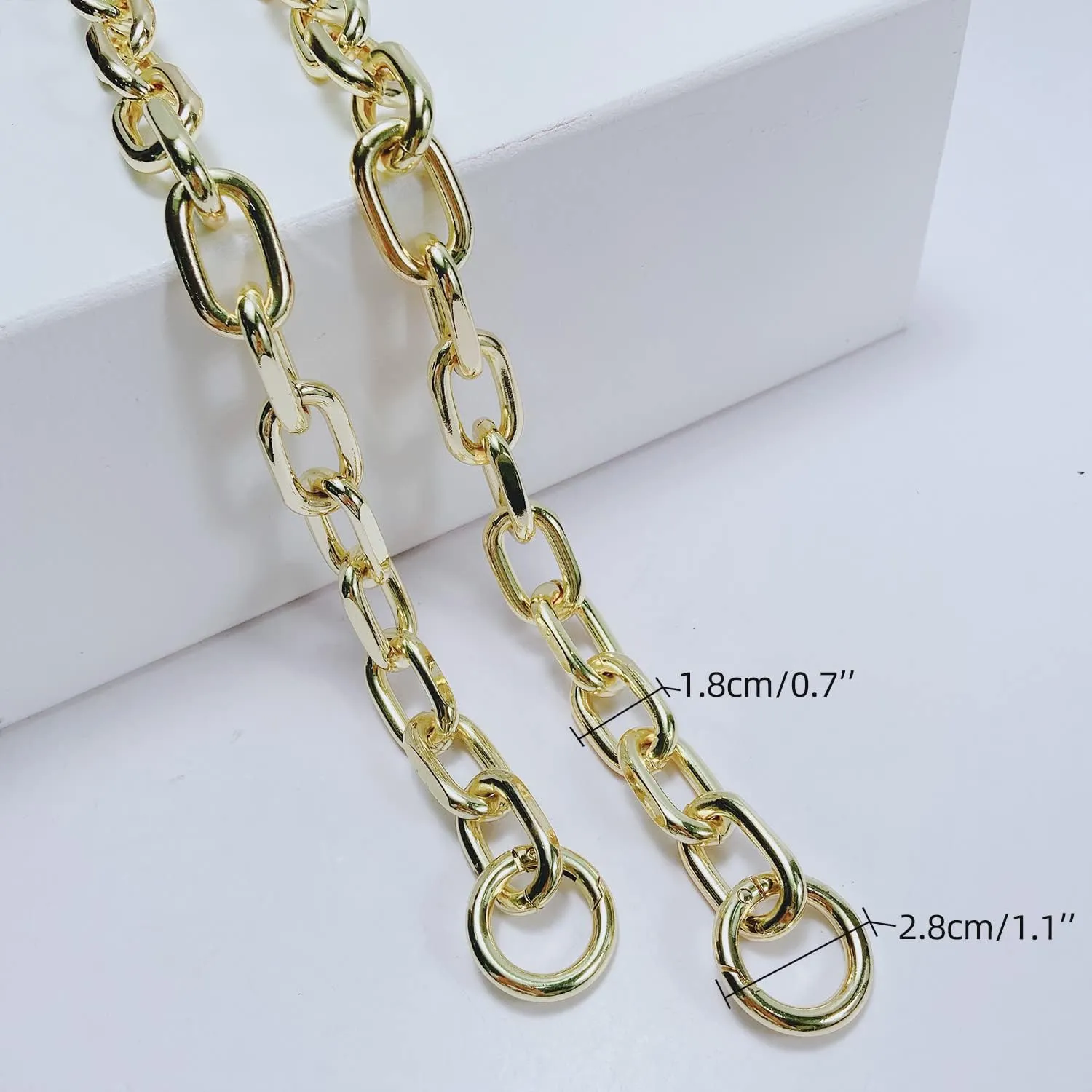 39.3inch Alloy O Shape Metal Chain DIY Shoulder Cross Body Sling Purse Handbag Clutch Replacement Strap Comfortable Flat(Light Gold)