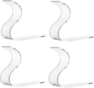 4 Pcs Clear Shoe Display Stands S Shaped High Heels Sandal Storage Racks Elegant Shoe Holders for Home Retail Exhibition Use