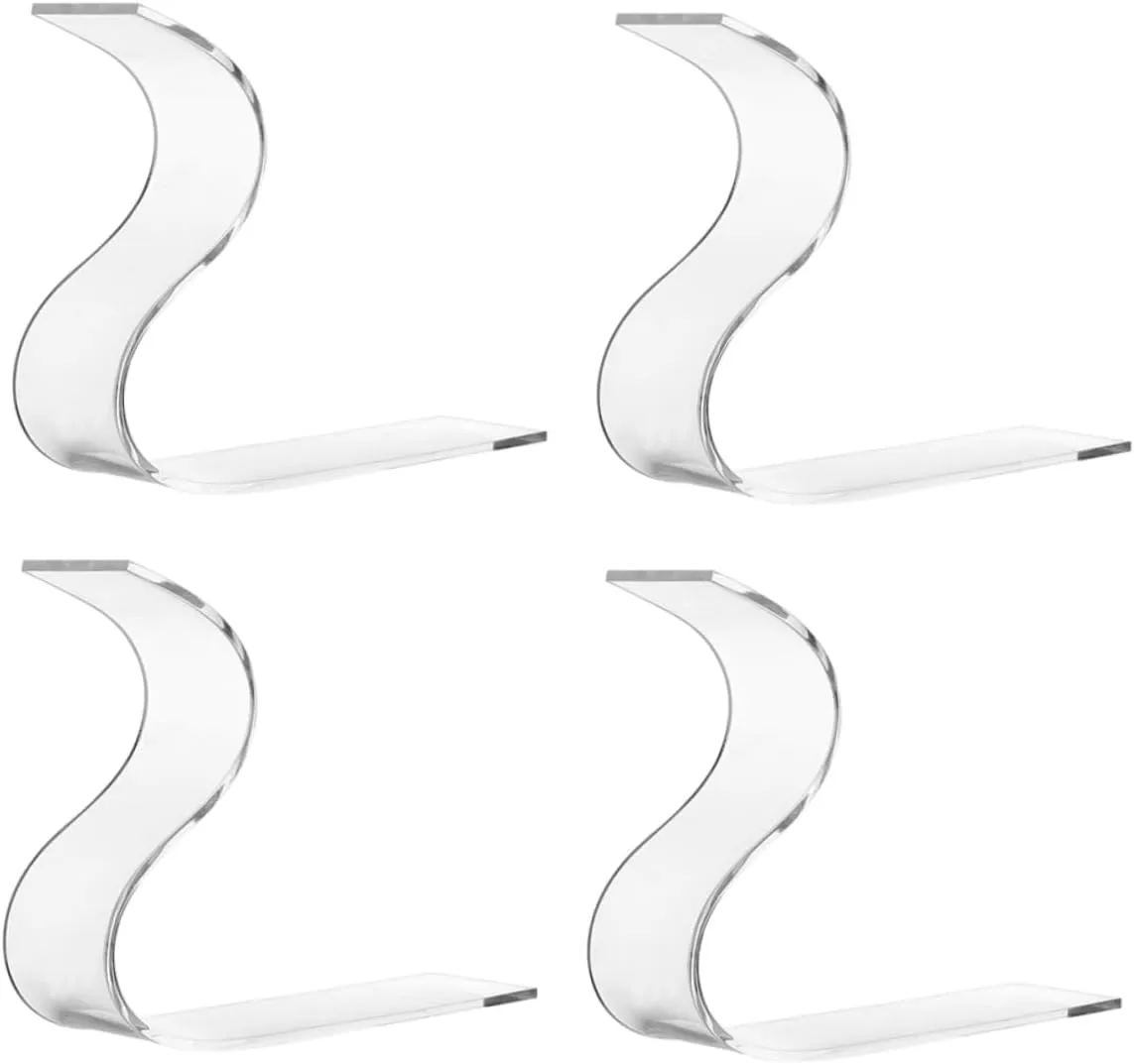 4 Pcs Clear Shoe Display Stands S Shaped High Heels Sandal Storage Racks Elegant Shoe Holders for Home Retail Exhibition Use