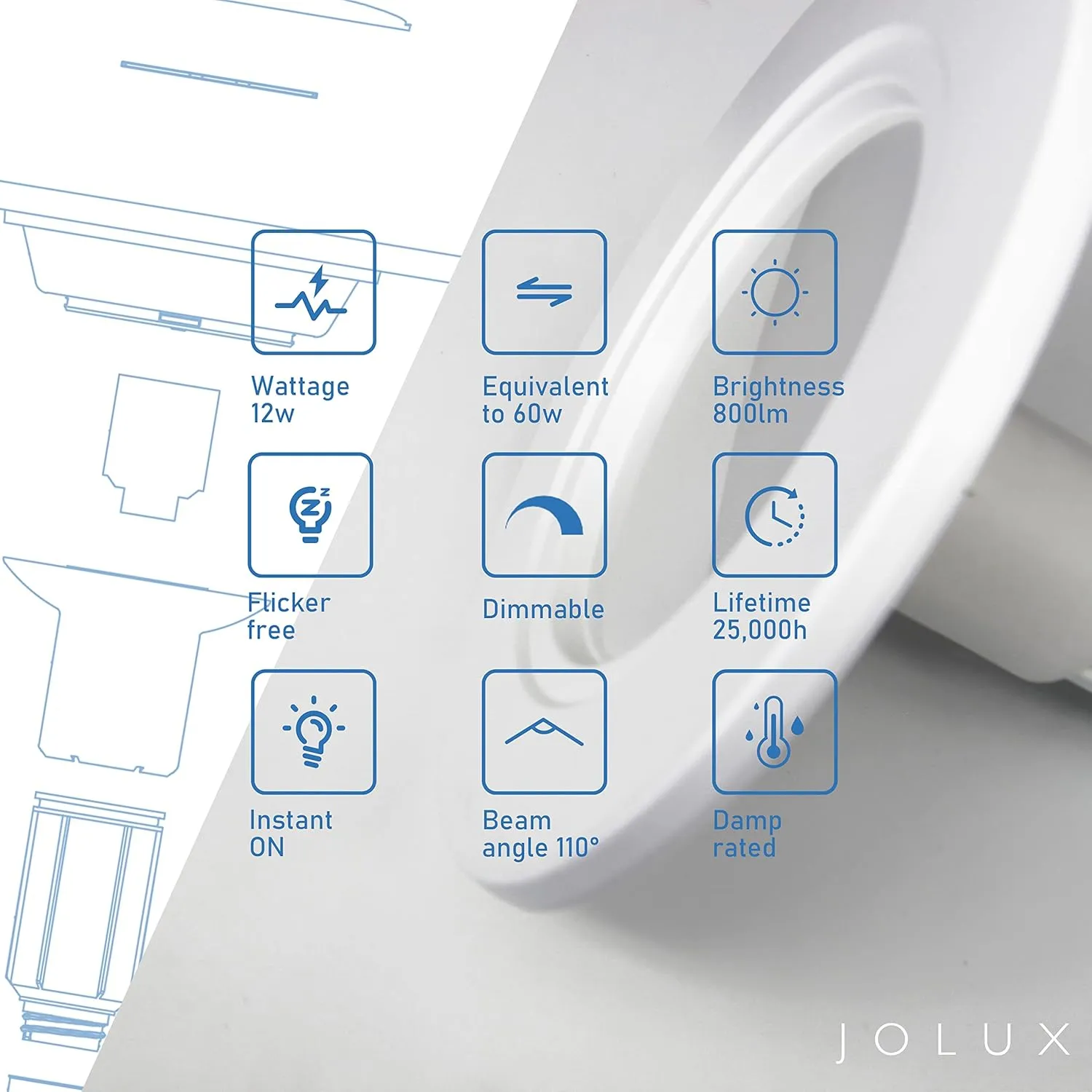 5/6 Inch LED Can Lights Adjustable Recessed Retrofit Downlight,12W=60W,5000K Daylight, 800LM,Dimmable,ETL Damp Rated Conversion kit, Recessed Lighting Install,Flat Trim, E26 Base,4-Pack