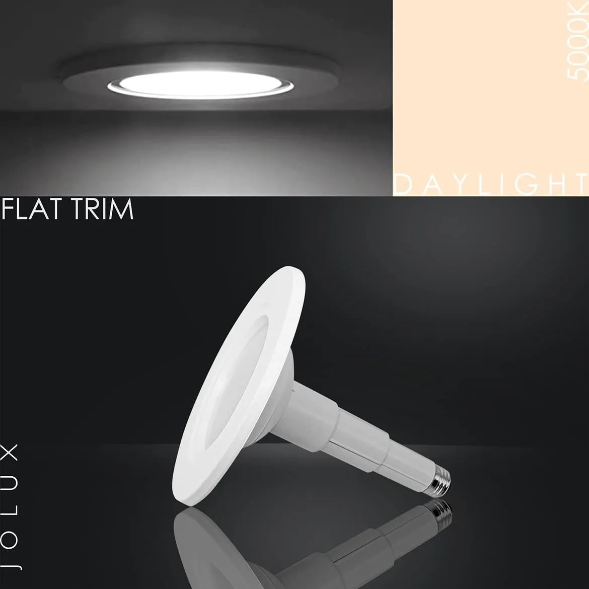5/6 Inch LED Can Lights Adjustable Recessed Retrofit Downlight,12W=60W,5000K Daylight, 800LM,Dimmable,ETL Damp Rated Conversion kit, Recessed Lighting Install,Flat Trim, E26 Base,4-Pack