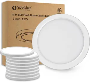 7 in LED Ceiling Light Flush Mount,ETL Listed Ultra Slim 0.63" Thick Round Flat Ceiling Lamp Dimmable 5000K Ceiling Light Fixtures for Bathroom, Kitchen, Closet,10 Pack White