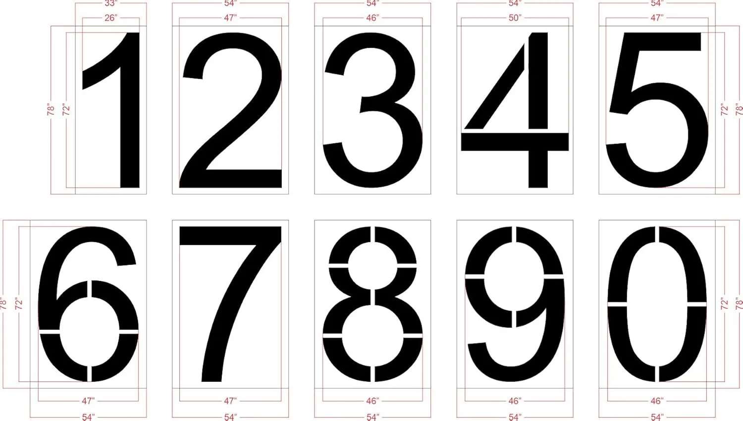 72" Kroger Number Set Stencil - 1/8" (.125") PRO-Grade LDPE