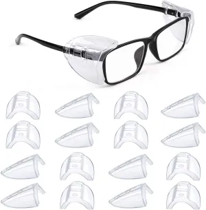 8 Pairs Eye Glasses Side Shields, Flexible Slip on Side Shields for Safety Glasses Fits Small to Large Eyeglasses Universal