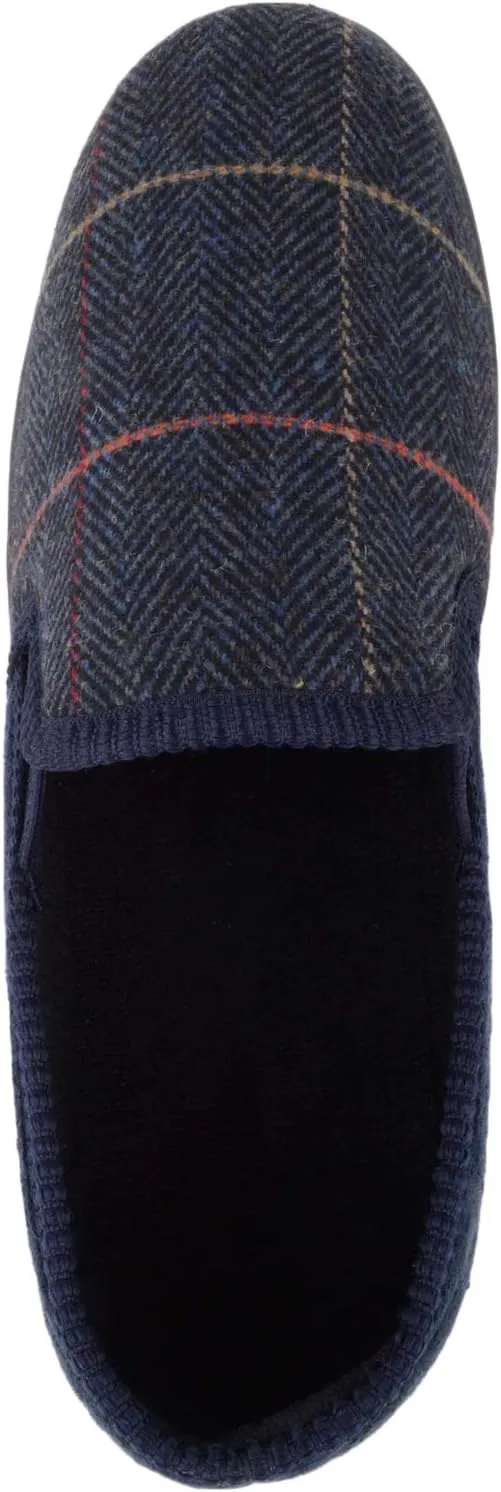 ABSOLUTE FOOTWEAR Mens Slip On Traditional Tartan Tweed Style Slippers/Indoor Shoes Twin Gusset