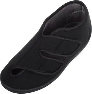 ABSOLUTE FOOTWEAR Mens Velour Easy Slip on Twin Touch and Close Wide Fitting Slippers