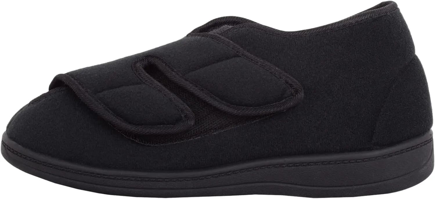 ABSOLUTE FOOTWEAR Mens Velour Easy Slip on Twin Touch and Close Wide Fitting Slippers