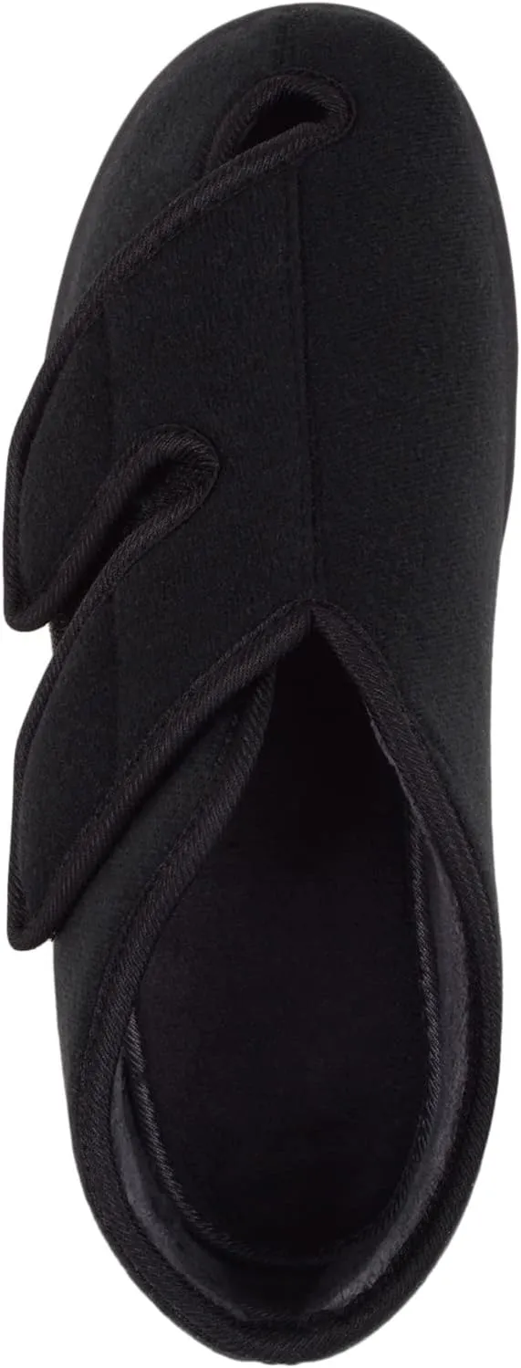 ABSOLUTE FOOTWEAR Mens Velour Easy Slip on Twin Touch and Close Wide Fitting Slippers