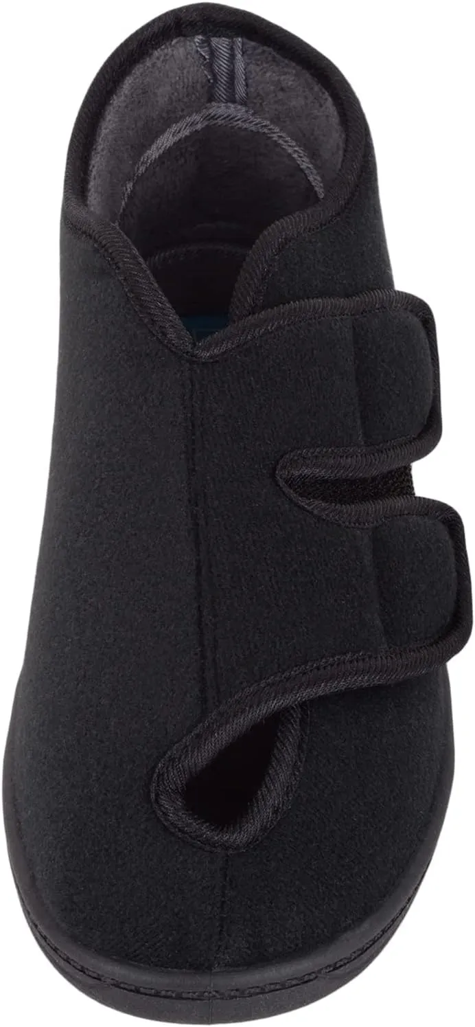 ABSOLUTE FOOTWEAR Mens Velour Easy Slip on Twin Touch and Close Wide Fitting Slippers
