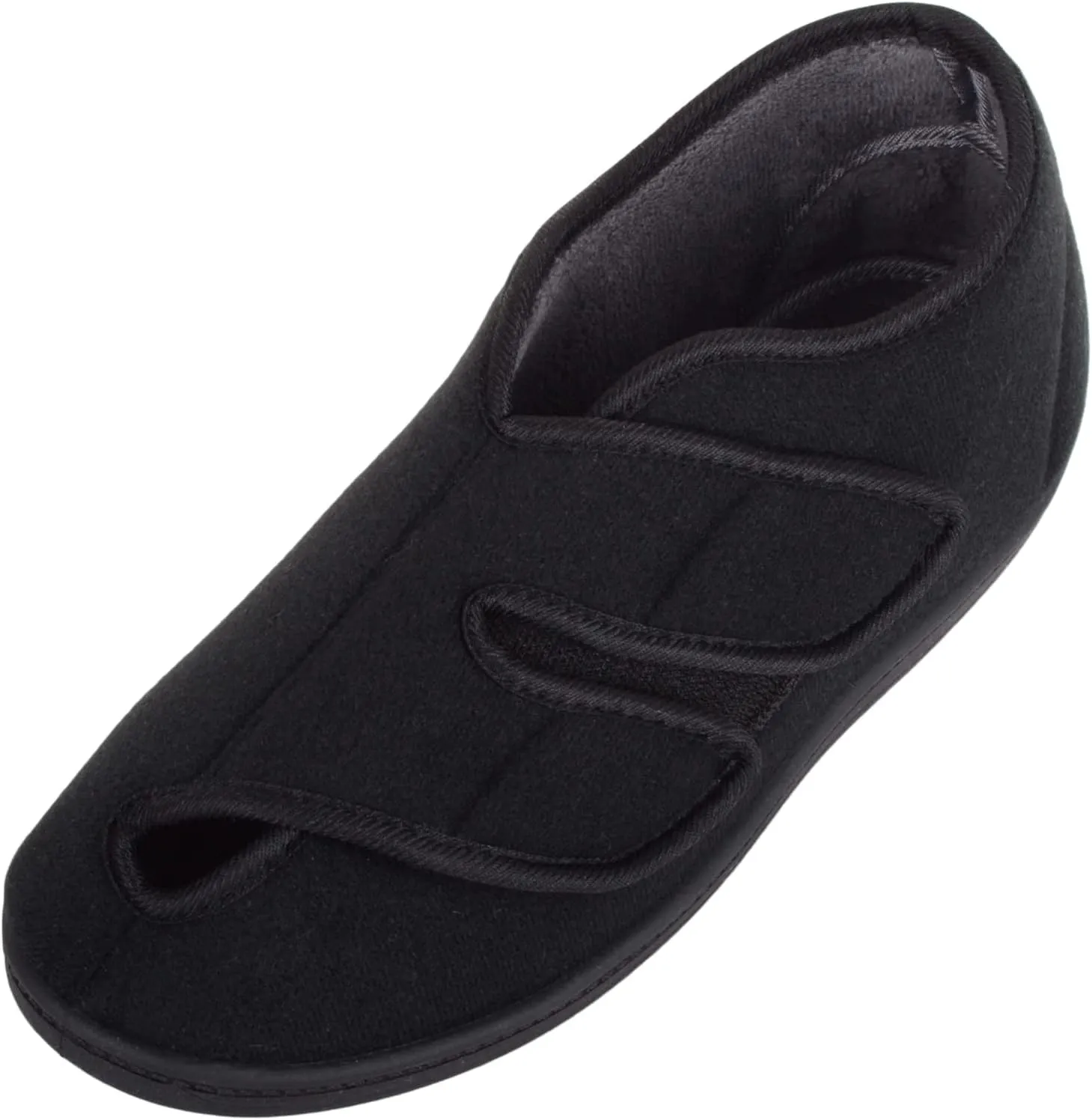 ABSOLUTE FOOTWEAR Mens Velour Easy Slip on Twin Touch and Close Wide Fitting Slippers