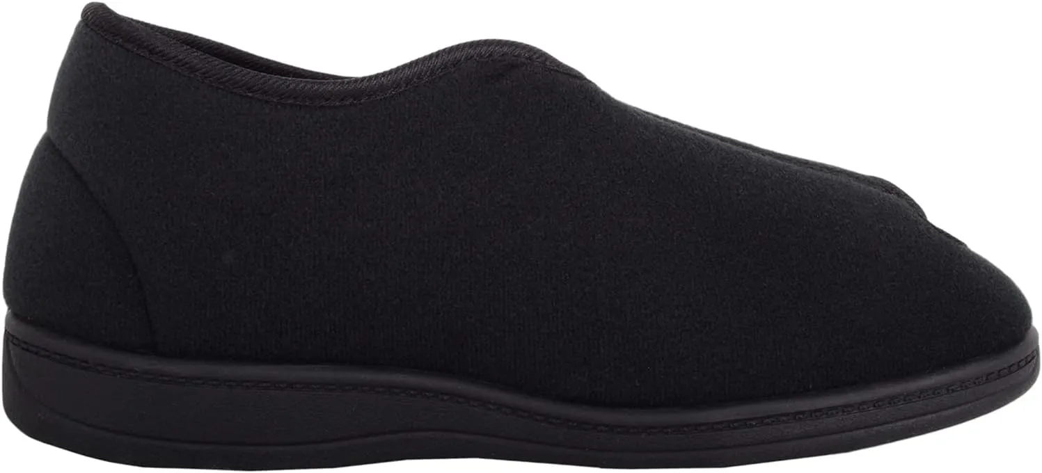 ABSOLUTE FOOTWEAR Mens Velour Easy Slip on Twin Touch and Close Wide Fitting Slippers