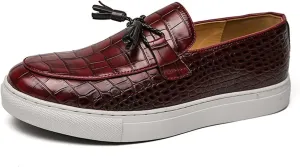 Aceptolcom Men's Crocodile Pattern Leather Shoes Tassel Loafers,Fashion Causal Business Luxury Non-Slip Slip On Dress Shoes Penny Loafers