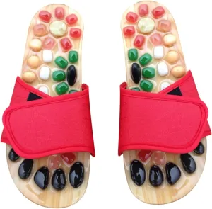Acupressure Jade Massage Slippers Anti-Design Cobblestone Red Size 37-38 Foot Health Care