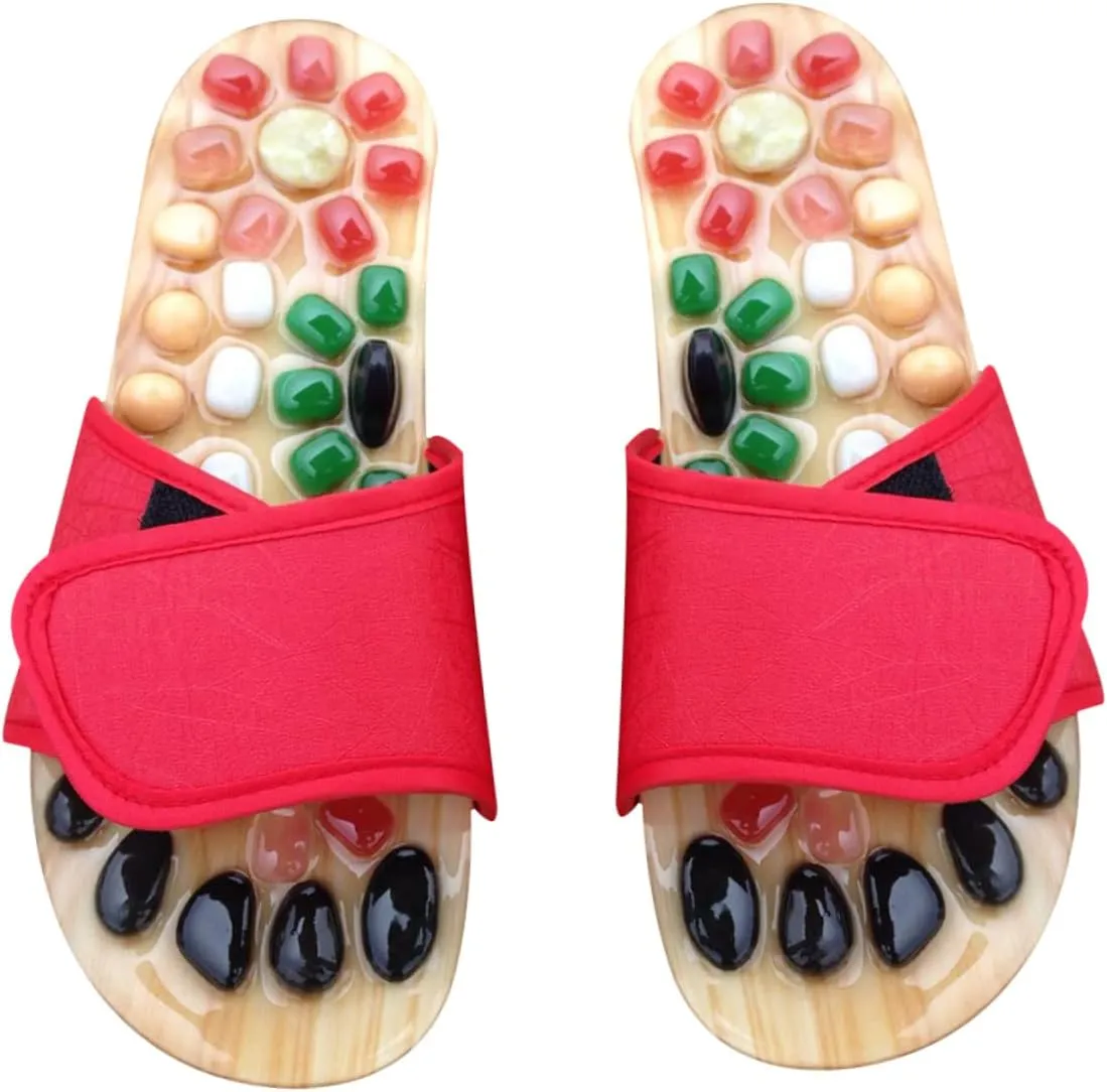 Acupressure Jade Massage Slippers Anti-Design Cobblestone Red Size 37-38 Foot Health Care