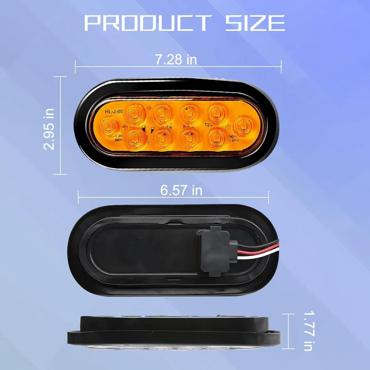 AICEL Car Trailer Light, 2PCS 10 LED Oval Vehicle Stop Turn Signal Tail Lamp, Waterproof Surface Mount Automotive Brake Strip Lighting Accessories, Universal for SUV, Sedan, Truck (Yellow)