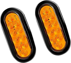 AICEL Car Trailer Light, 2PCS 10 LED Oval Vehicle Stop Turn Signal Tail Lamp, Waterproof Surface Mount Automotive Brake Strip Lighting Accessories, Universal for SUV, Sedan, Truck (Yellow)
