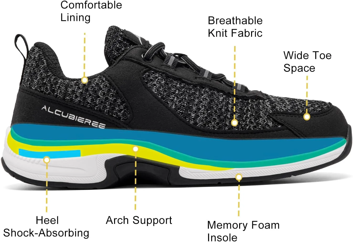 alcubieree OTR Mens Walking Shoes Diabetic Orthopedic Sneakers for Plantar Fasciitis