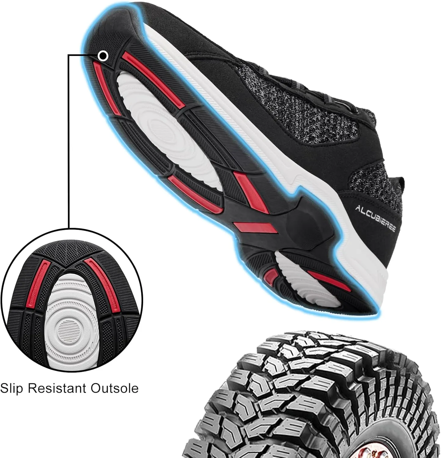 alcubieree OTR Mens Walking Shoes Diabetic Orthopedic Sneakers for Plantar Fasciitis
