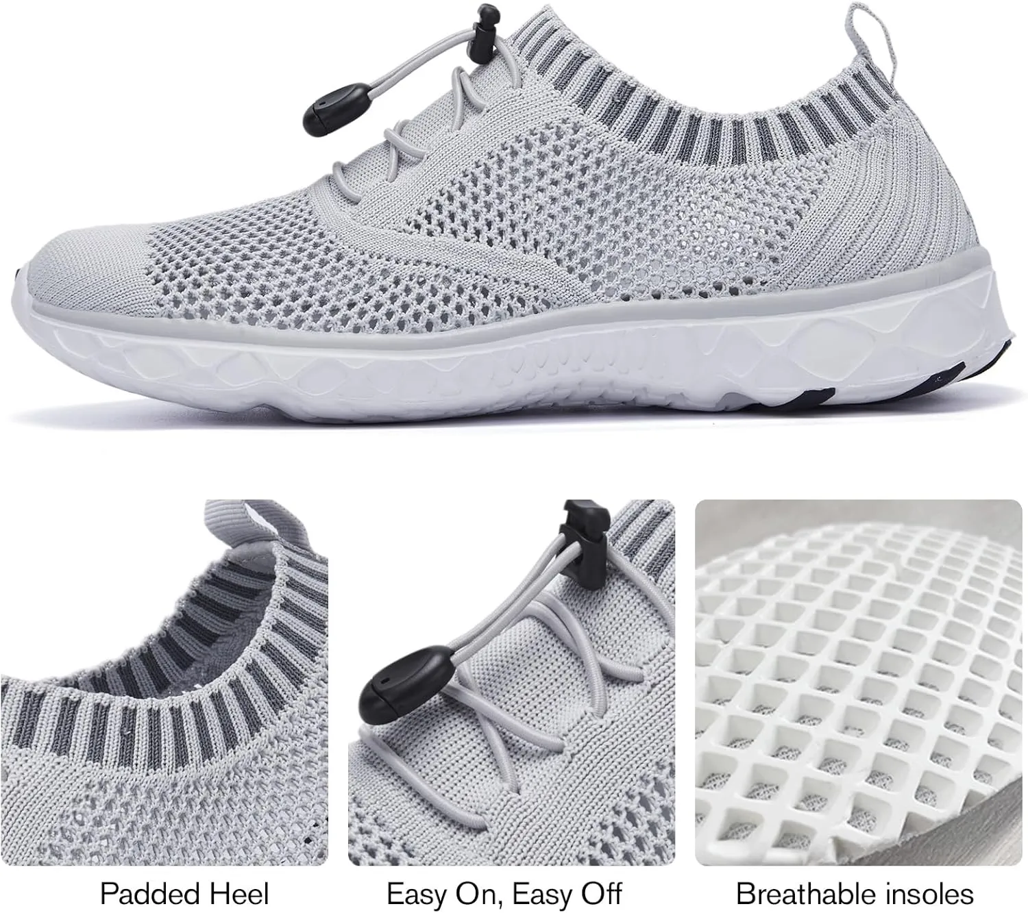 ALEADER Women's Lightweight Aqua Water Shoes Slip-on Quick Drying Swim Shoes