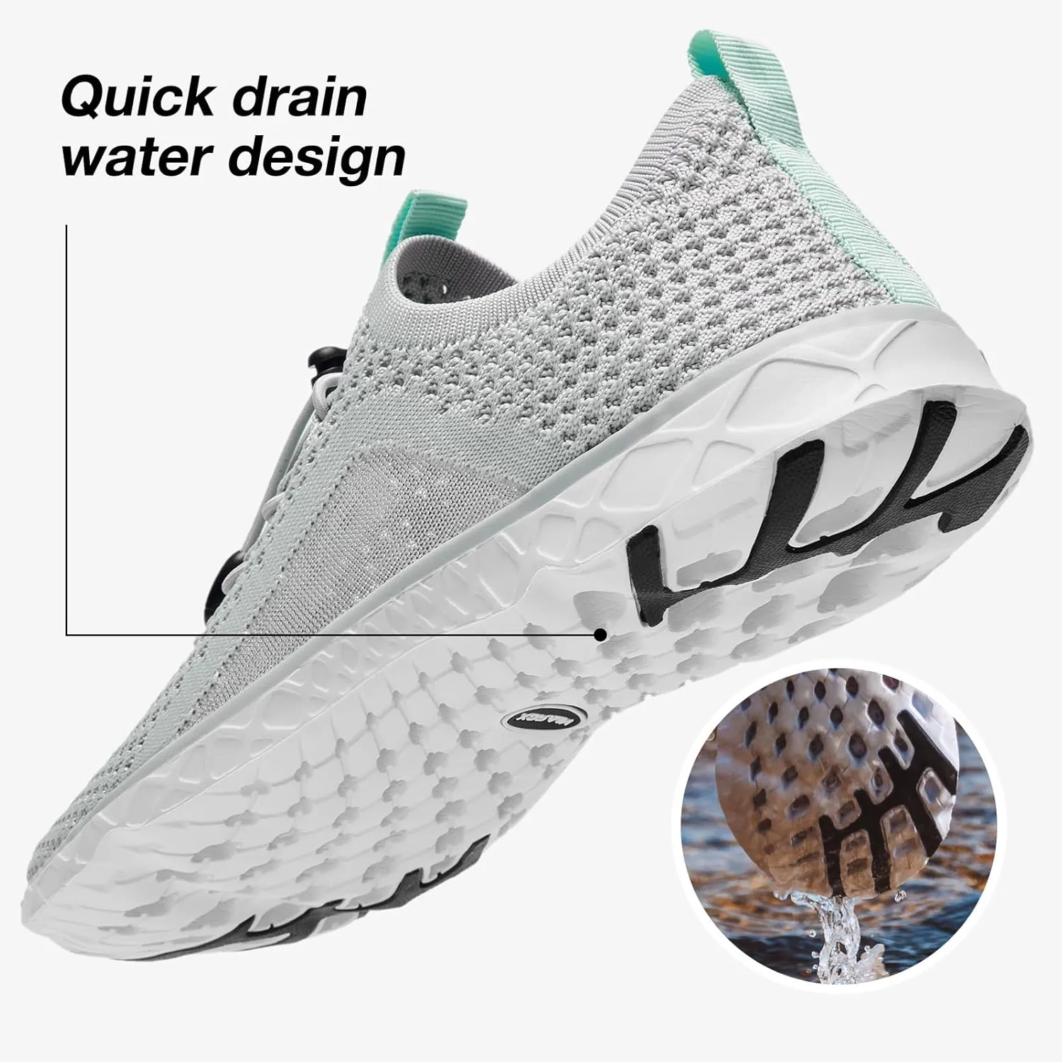 ALEADER Xdrain Women's Water Shoes Mesh Slip On Aqua Shoes for Beach, Swimming, Travel & Tennis