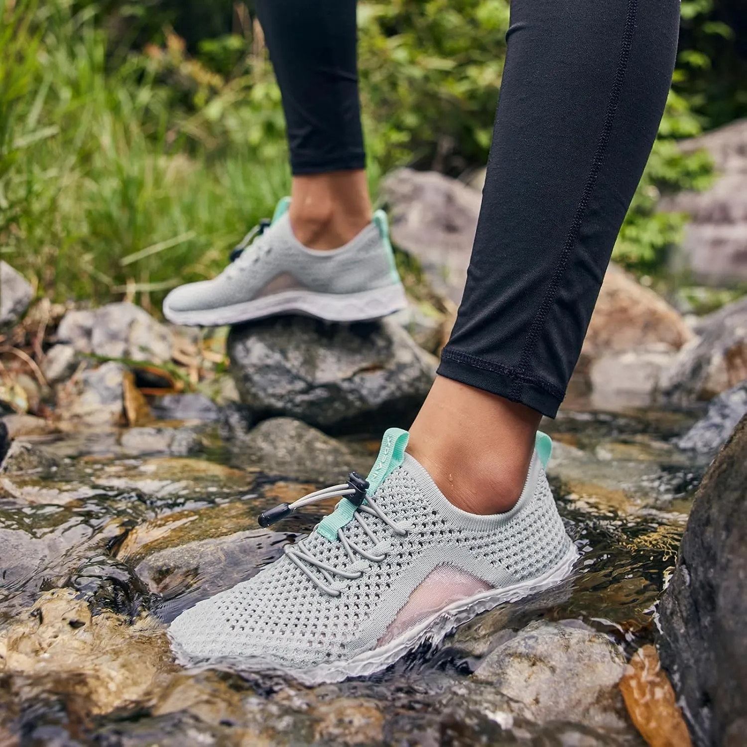 ALEADER Xdrain Women's Water Shoes Mesh Slip On Aqua Shoes for Beach, Swimming, Travel & Tennis