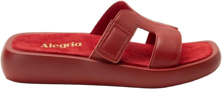 Alegria Women Portia Leather Square Toe Sandal Slide
