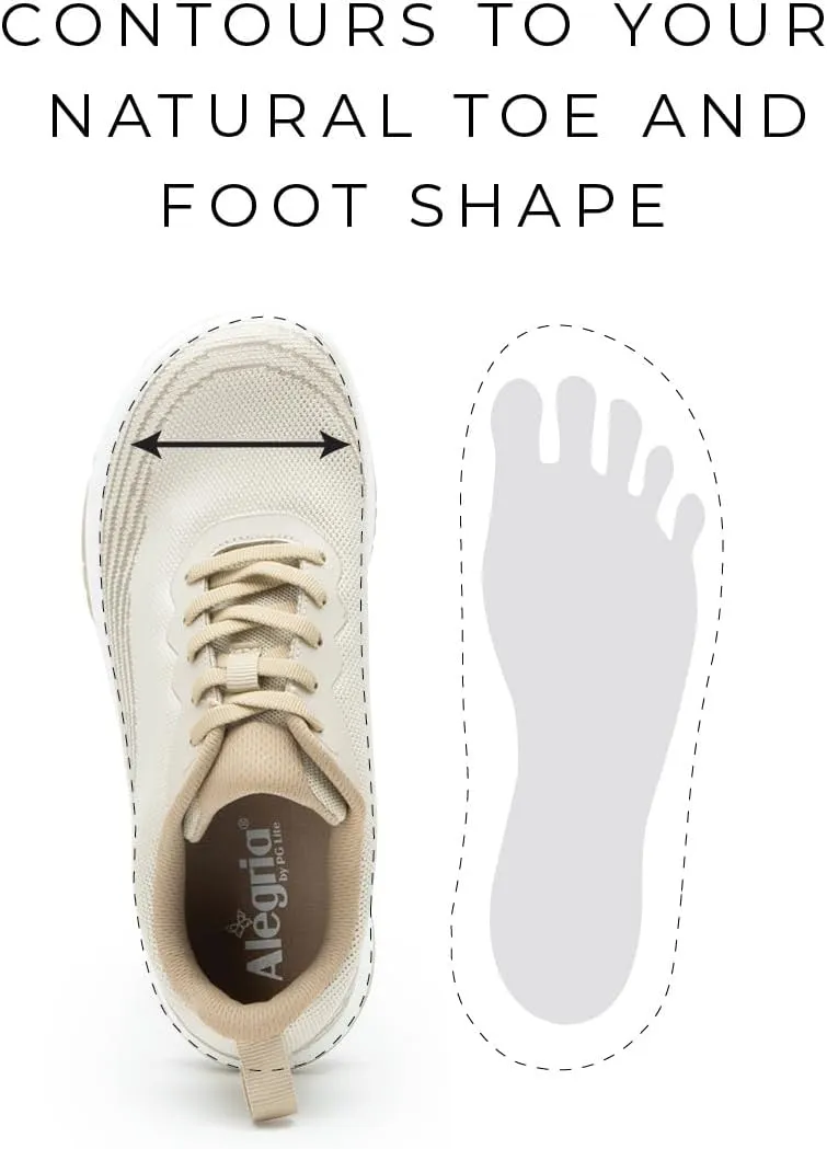 Alegria Women's N8ture Sneakers Wide Toe Box Slim Profile Flexible Athletic Shoes