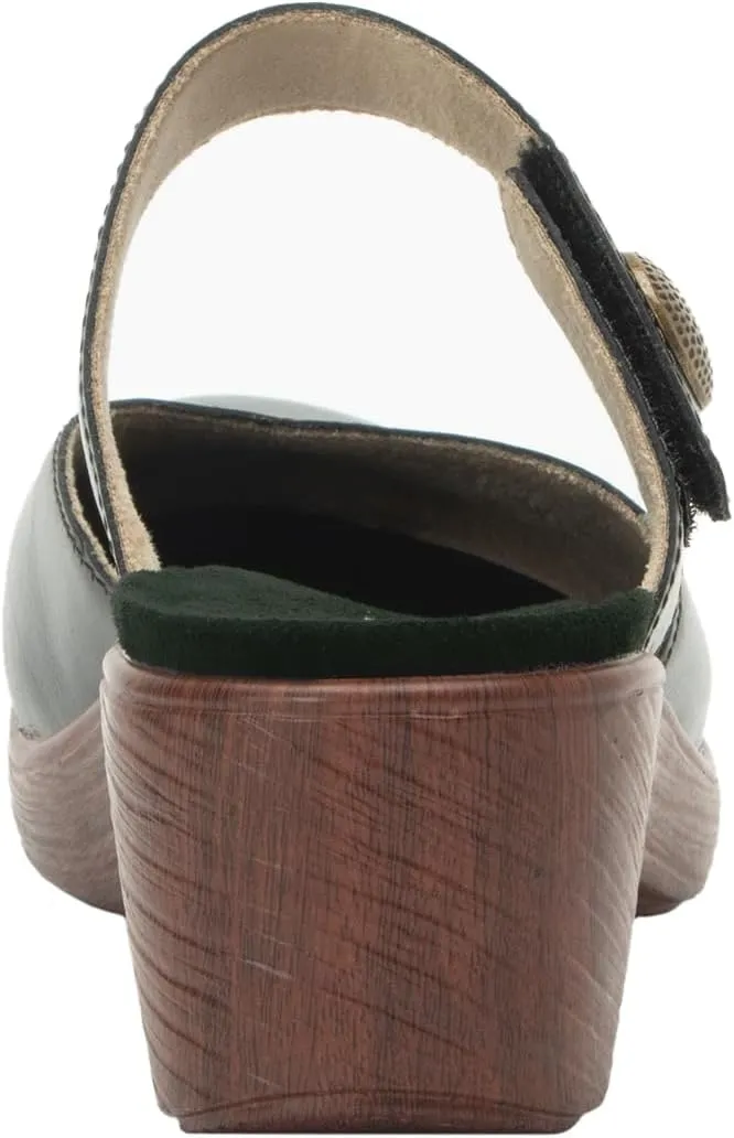 Alegria Womens Sydni Leather Open Back Slip-On Wedge Heel