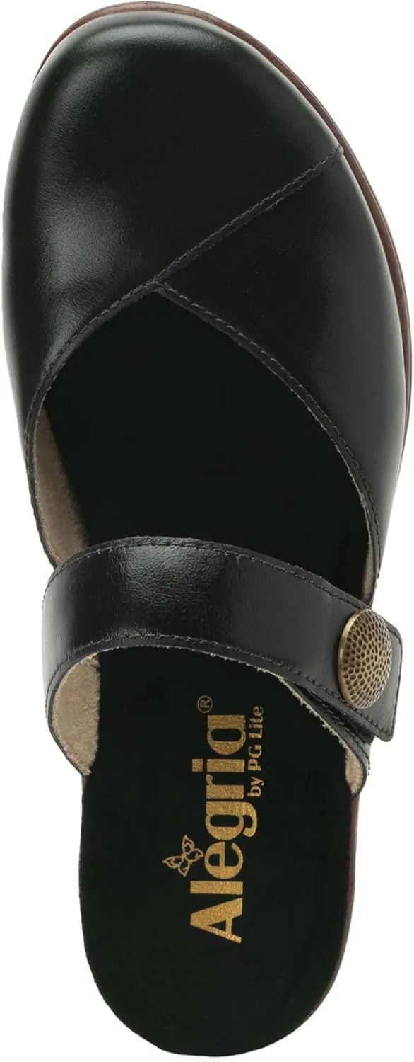 Alegria Womens Sydni Leather Open Back Slip-On Wedge Heel