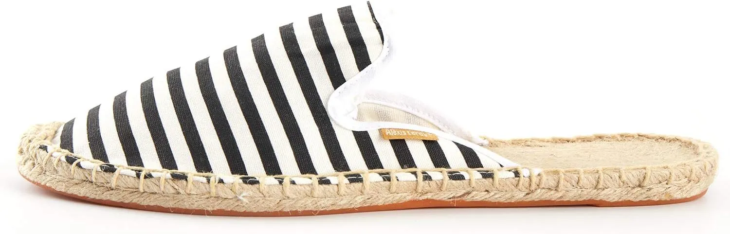 Alexis Leroy Men's Closed Toe Classic Stripe Flat Espadrille Mules