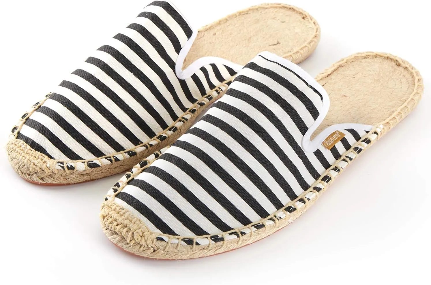 Alexis Leroy Men's Closed Toe Classic Stripe Flat Espadrille Mules