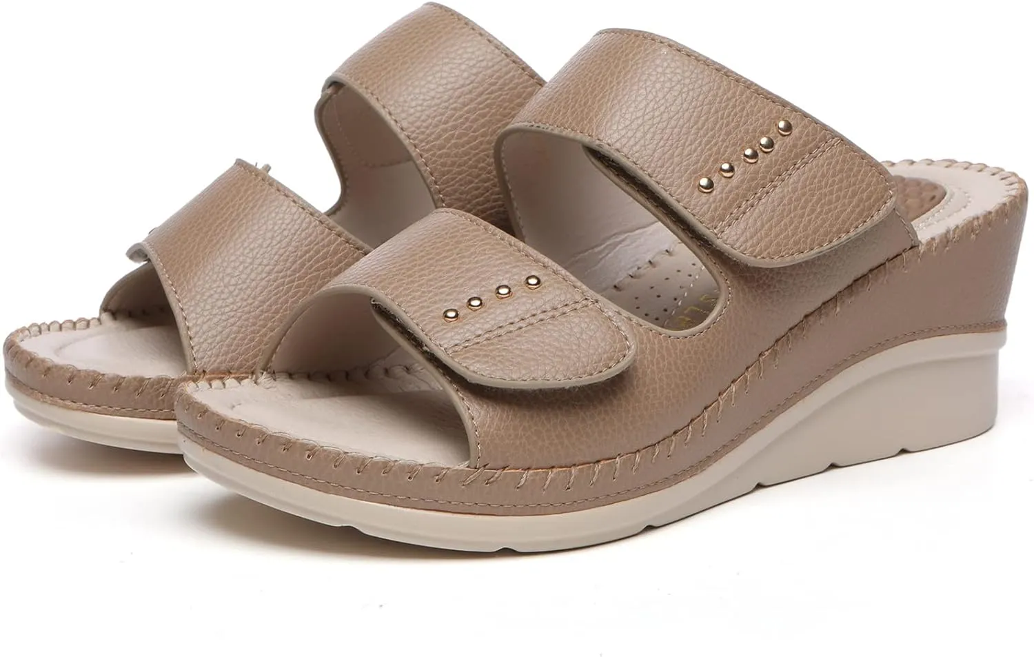 Alexis Leroy Women’s Comfortable Open Toe Crisscross Straps Slip on Wedge Sandals